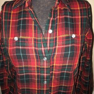 Ralph Lauren petite XS plaid flannel button down